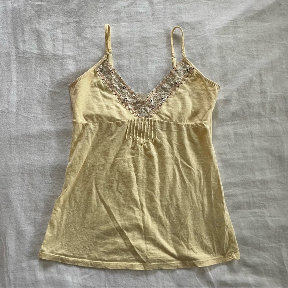 2000s yellow tank top with beading